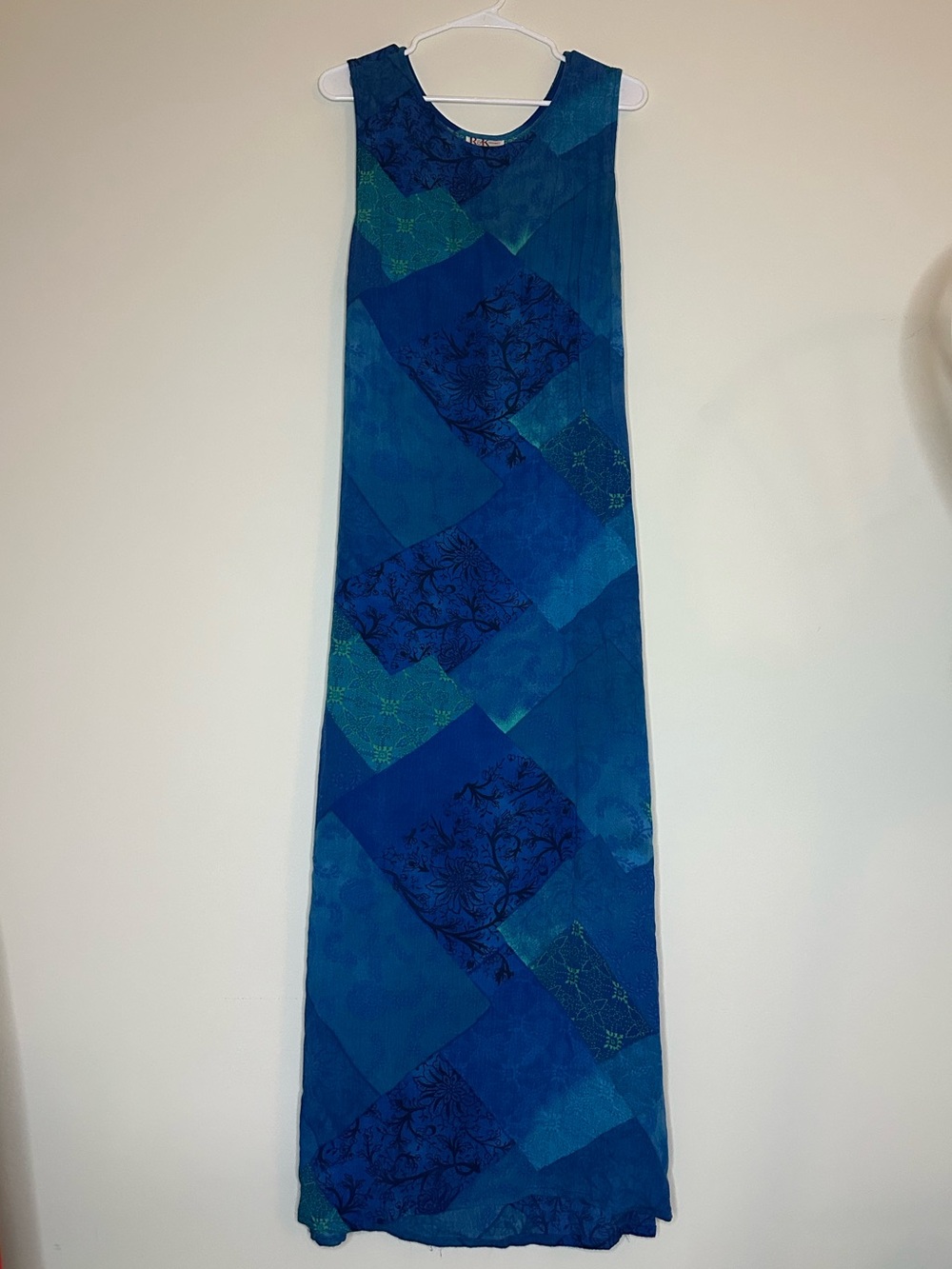 Sleeveless Blue Patchwork Maxi Dress - R&K Originals